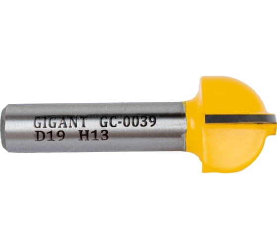 Фреза пазовая галтельная D19 мм, H13 мм R9.5 мм, хвостовик 8 мм Gigant GC-0039