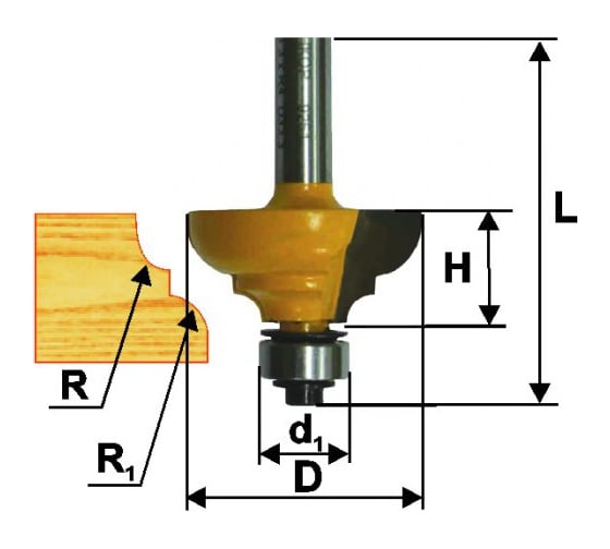 Фреза кромочная калевочная (28.7х12.7 мм; R 4 мм; хвостовик 8 мм) Энкор 46260 1