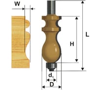 Фреза кромочная фигурная (22.2х41.3 мм; хвостовик 12 мм) Энкор 46408