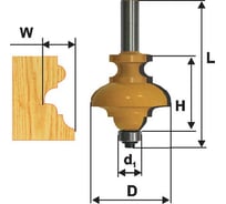 Фреза кромочная фигурная мультипрофиль (34.9х70 мм, хвостовик 8 мм) Энкор 46405