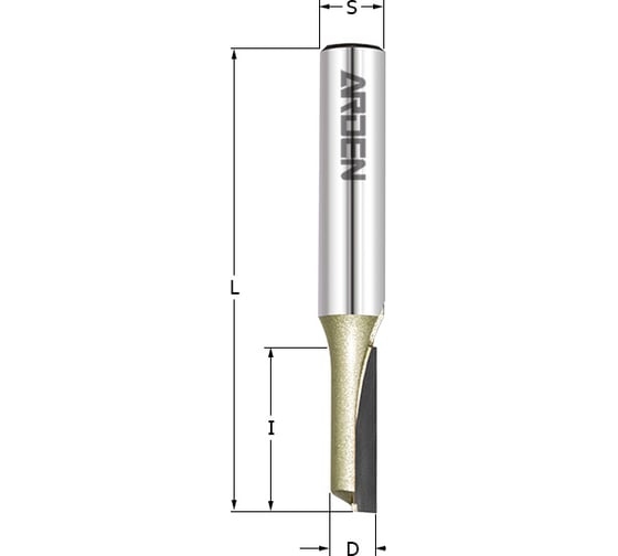 Фреза прямая пазовая Z1 (16x19x67 мм; хвостовик 12 мм) ARDEN 101241 1