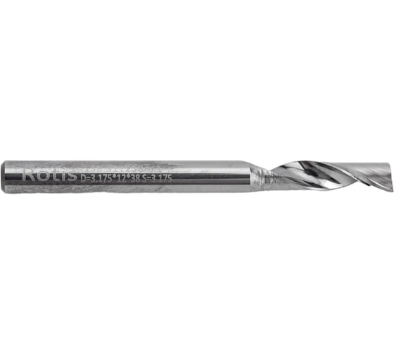 Фреза спиральная по алюминию Z1 (3.175x12x38 мм; S3.175 мм) ROTIS 138.311238AL1