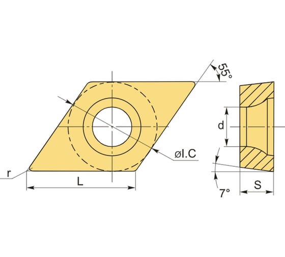 Пластина DCMT11T304-HMP HR82512 10 шт Волжский Инструмент 5905024