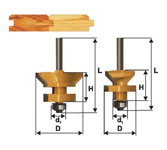 Набор фрез для изготовления вагонки (2 шт; хвостовик 8 мм) Энкор 46520 16281337