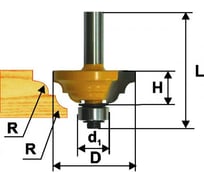 Фреза кромочная калевочная (42.8х19 мм; R 6.35 мм; хвостовик 8 мм) Энкор 46269