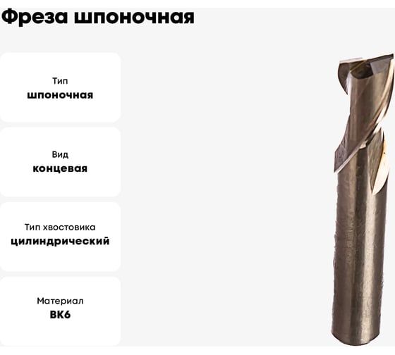 Фреза шпоночная 5x15x38 мм, ц/х, z=2, ВК6 Modern T 4580