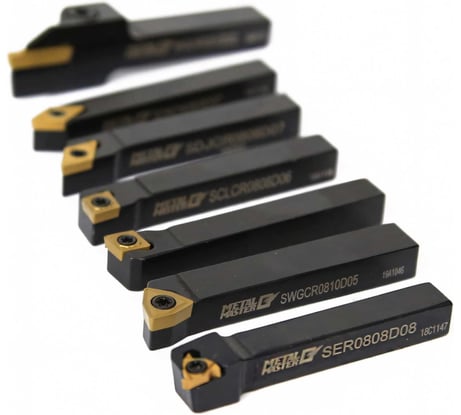 Набор резцов со сменными твердосплавными пластинами TiN (7 шт; 8 мм) MetalMaster 18334