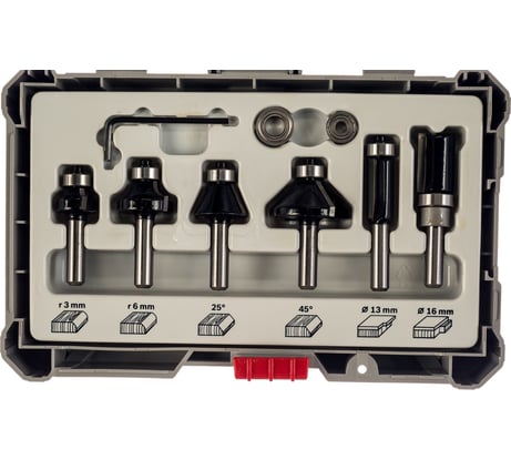 Набор кромочных фрез (6 шт; хвостовик 8 мм) Bosch 2607017469