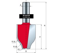Фреза D31.8 мм, h41.5 мм, H79.5 мм, A12 мм, R1 16 мм, Z2, HM Freud 99-32212