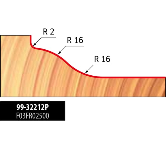 Фреза D31.8 мм, h41.5 мм, H79.5 мм, A12 мм, R1 16 мм, Z2, HM Freud 99-32212