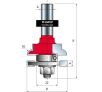 Фреза D42.9 мм, h19 мм, H77 мм, A12 мм, R1 5.5 мм, Z2, HM Freud 99-26012