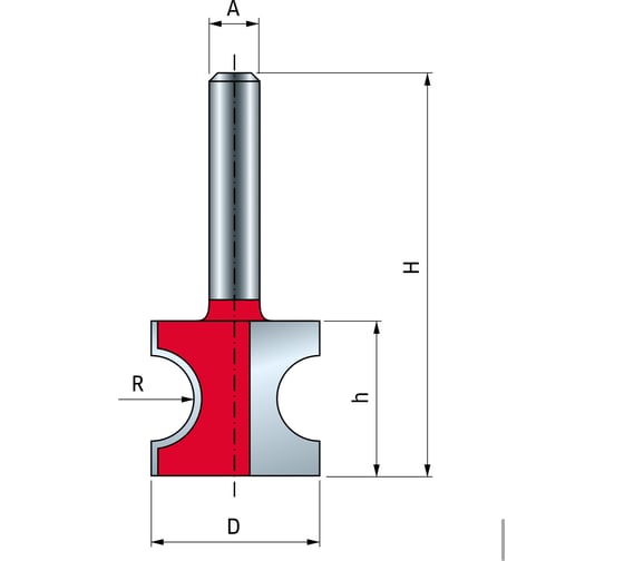 Фреза D19 мм, h12.7 мм, H54.8 мм, A12 мм, R3.2 мм, Z2, HM Freud 82-11012 1