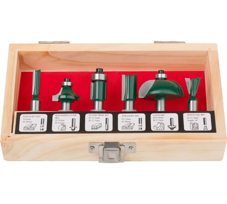 Фрезы по дереву кромочные (6 шт; хвостовик 8 мм) FIT IT 36568