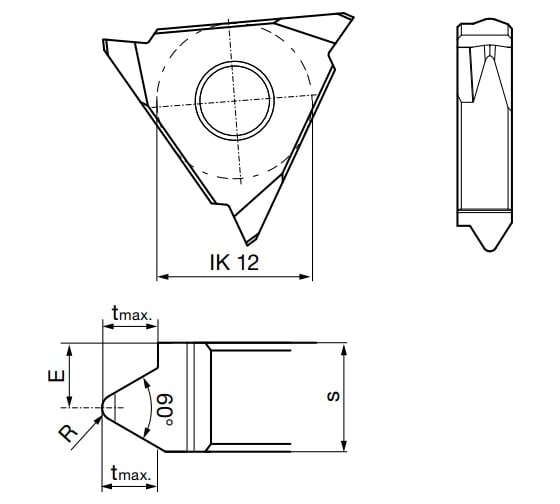 Пластины сменные резьбовые, полный профиль GG305 (2 шт; P=4 мм; VHM; TiCN; L Size 06) Guhring 25665 12,090К