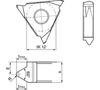 Пластины сменные резьбовые, полный профиль GG305 (2 шт; P=3 мм; VHM; TiCN; R Size 04) Guhring 25664 12,070К