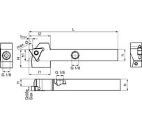 Державка квадратная с подводом СОТС GH305 (h=20 мм; b=20 мм; L=125 мм; R; ключ) Guhring 25352 12,011