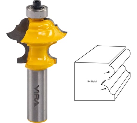 Фреза кромочная фигурная (34.9х27.1 мм; R5 мм; подшипник 12.7 мм) VIRA 553387