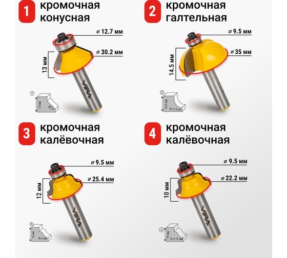 Набор фрез по дереву 12 шт VIRA 553367