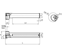 Державка круглая с подводом СОТС GB305 (d=32 мм; L=200 мм; h=30 мм; L; ключ) Guhring 25371 12,012