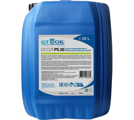 СОЖ полусинтетическая, концентрат, эмульсия GT CUT PS 20 20 л GT OIL 4607071023769