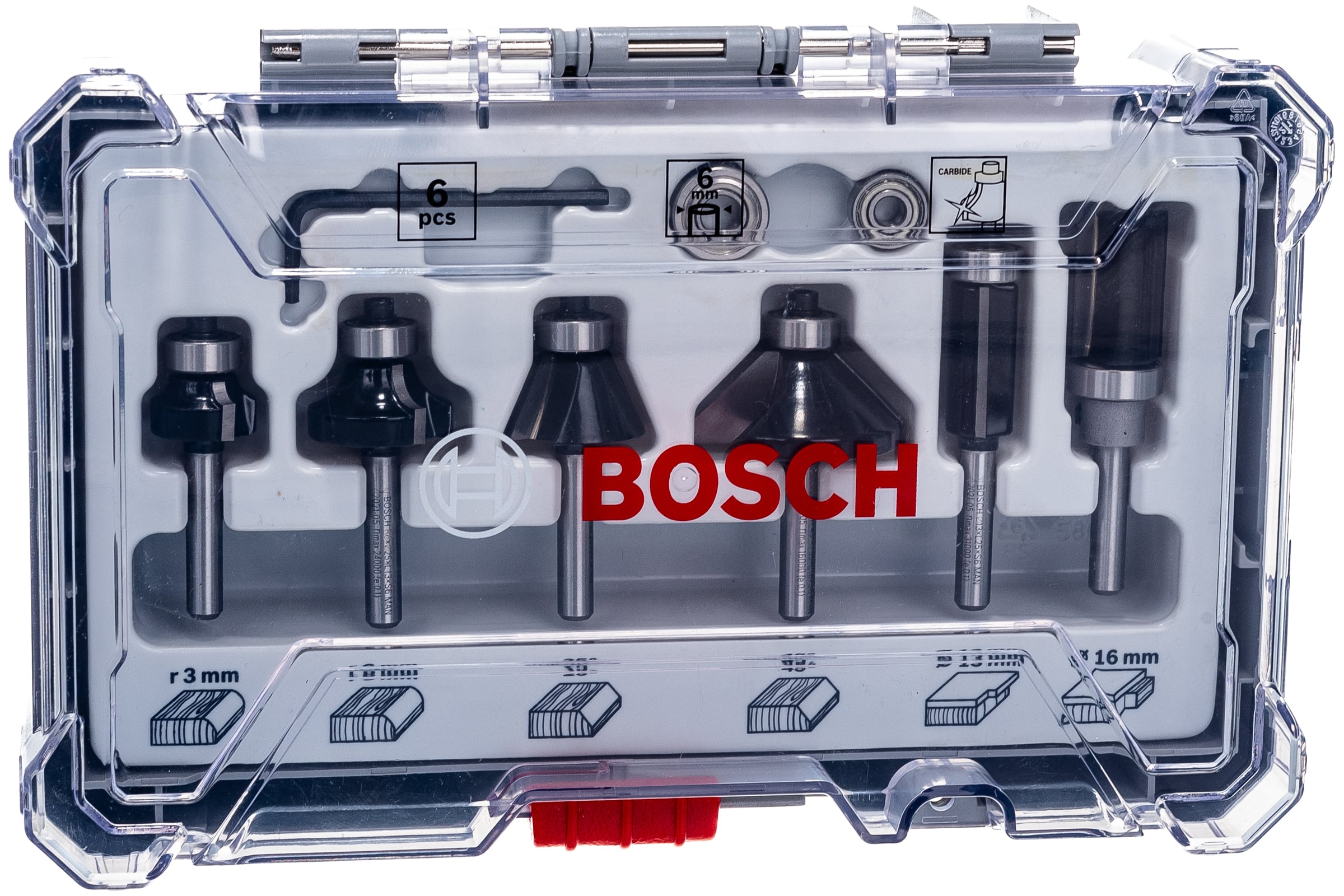 Набор кромочных фрез (6 шт; хвостовик 6 мм) Bosch 2607017468