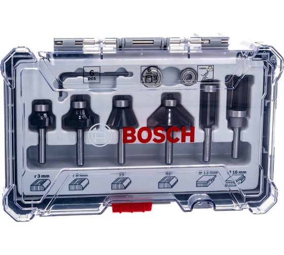 Набор кромочных фрез (6 шт; хвостовик 6 мм) Bosch 2607017468 1
