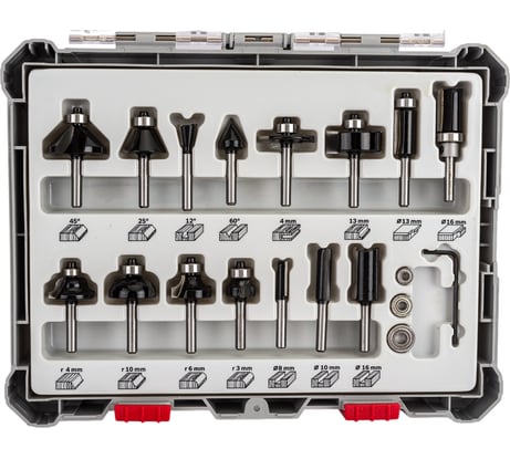 Набор фрез смешанный (15 шт; хвостовик 6 мм) Bosch 2607017471