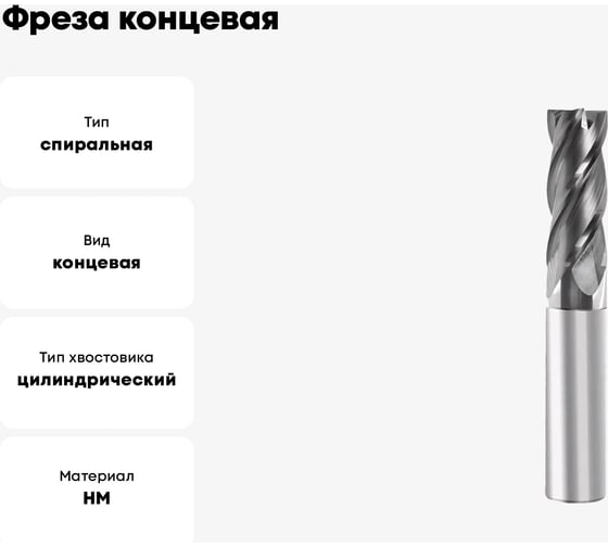 Фреза концевая твердосплавная с плоским торцом №103 2х6х38 мм, хв-к 3 мм, Z=4, HRC60 NANO BLACK Профоснастка 91450103