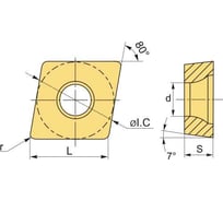 Пластина для точения CCMT060204 MT LF90 DESKAR 00-00047884