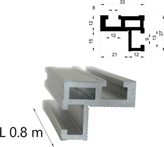 Профиль алюминиевый T-track (0.8 м; 33x27 мм) WOODWORK TR33.080