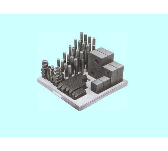 Набор клиновых ступенчатых прижимов из 58-ми предметов, паз 21.7 мм, М20x2.5 мм, деревянная подставка YT-0412 CNIC 45714 1