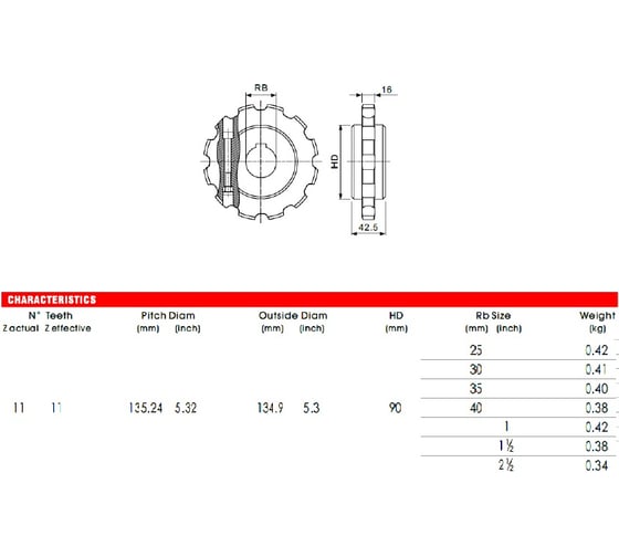Звездочка 11T для модульной цепи HS-880/828/880TAB/880TAB-BO/880EL/880EL-BO/878-BO/878EL-BO/LBP878TAB 11 зубьев, круг 30 мм, разборная SPLIT, шпон паз 8 мм, фрезерованная материал PA (HGB) Hongsbelt 00-00031412