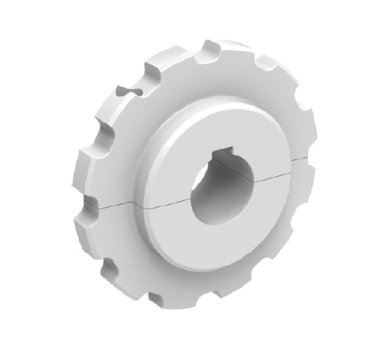 Звездочка 10T для модульной цепи HS-880/828/880TAB/880TAB-BO/880EL/880EL-BO/878-BO/878EL-BO/LBP878TAB 10 зубьев, круг 35 мм, разборная SPLIT, шпон паз 10 мм, фрезерованная материал PA (HGB) Hongsbelt 00-00033716