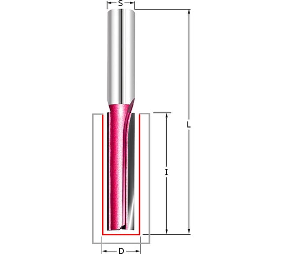 Фреза прямая пазовая Z=2, D=8x30x84 мм, S=12 мм PROCUT 110225-50P 1