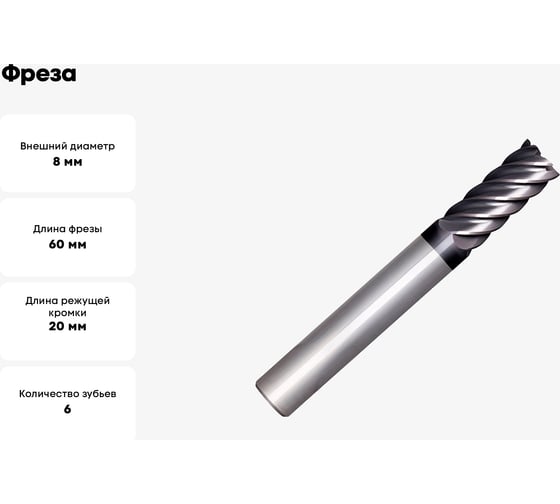 Фреза G2CSHM MM 8 6F N CARBIDE PV200 OSAWA G2CSHM080