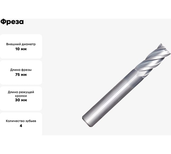 Фреза GB405 MM 10 4F N CARBIDE OSAWA GB405100