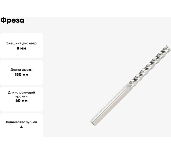 Фреза OSAWA GBL4 MM 8 4F N CARBIDE UNCOATED GBL4080