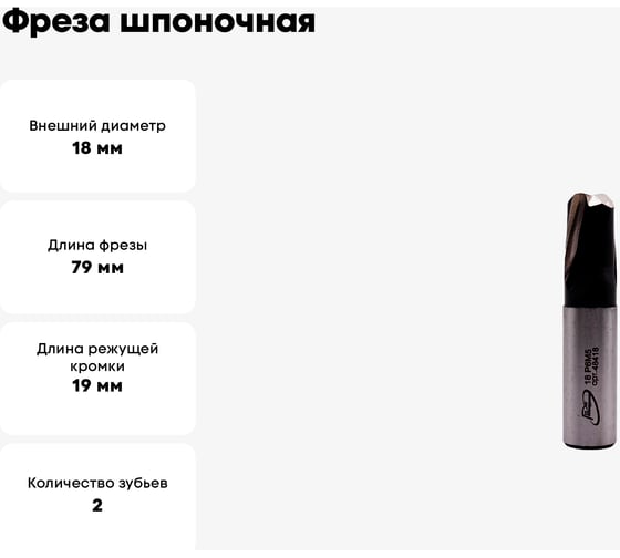 Фреза шпоночная цилиндрический хвостовик РосИнструмент 18.0 мм 48418