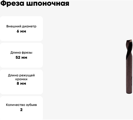 Фреза шпоночная цилиндрический хвостовик РосИнструмент 6.0 мм 4846