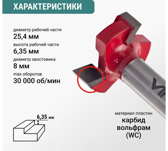 Фреза VIRA для выравнивания поверхностей и слэбов 25.4 мм 553392