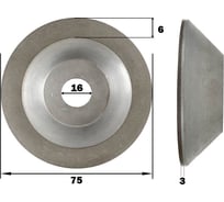 Круг алмазный шлифовальный КристАл Лтд 12А2-45 75x6х3x16 125/100 АС6 В2-01 100 33716