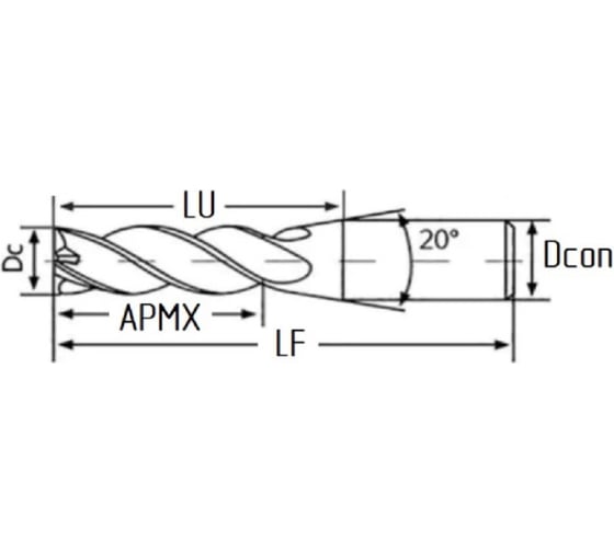 Фреза твердосплавная Эквивалент MH04-H0800A08M45EN EMG55