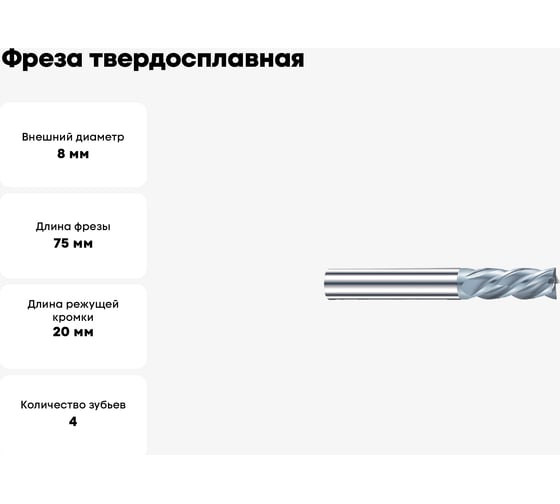 Фреза твердосплавная Эквивалент MH04-M0800A08M4042EN-L EMG30