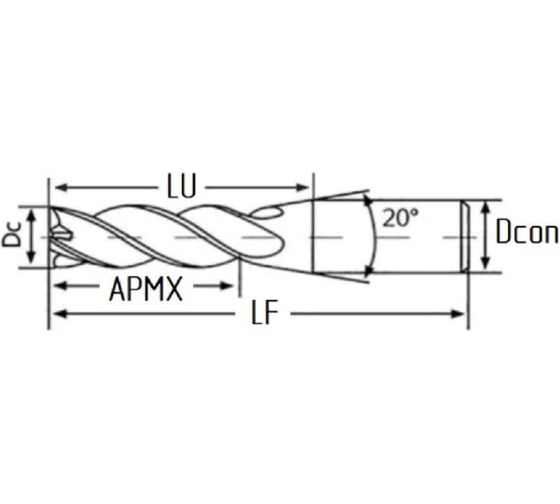 Фреза твердосплавная Эквивалент MH04-G1600A16M30-WN EMG30