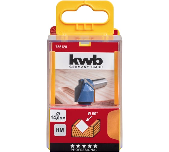 Фреза пазовая V-образная HM 14 мм, 90 град KWB 755120