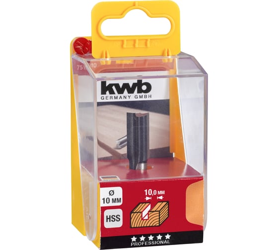 Фреза пазовая HSS 10 мм, хвостовик 8 мм, для мягкого дерева KWB 751010