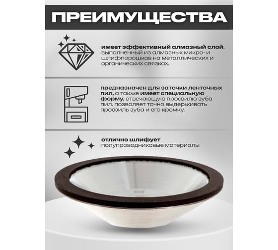 Круг заточной CBN алмазный корончатый 12А2-45 градусов 125х32 мм Strong СТД-15000125