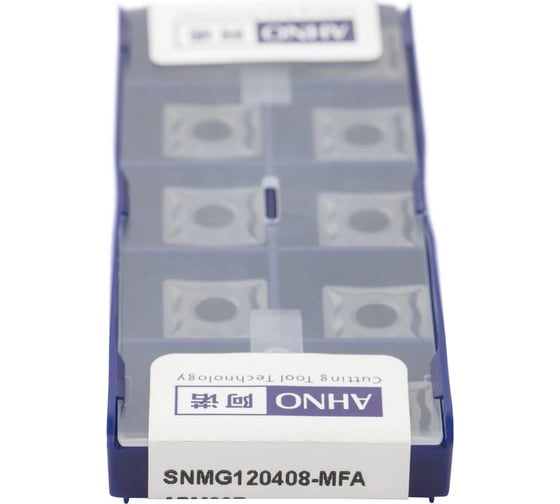 Пластина твердосплавная AHNO ISO SNMG120408-MFA APM20E по нерж.стали, получистовая, упаковка 10шт, ah04000у