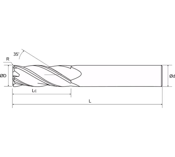 Фреза радиусная STI HG680 D4-CR0.2-L50-T4-TiSiN-HRC68 HG680D4CR0.2L50T4TiSiNHRC68STI