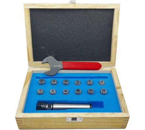 Патрон цанговый КМ3 TORNERI с набором цанг ЕR 16 из 12 шт. от 1 мм до 10 мм (MTB3-ER16) с резьбой Т022658